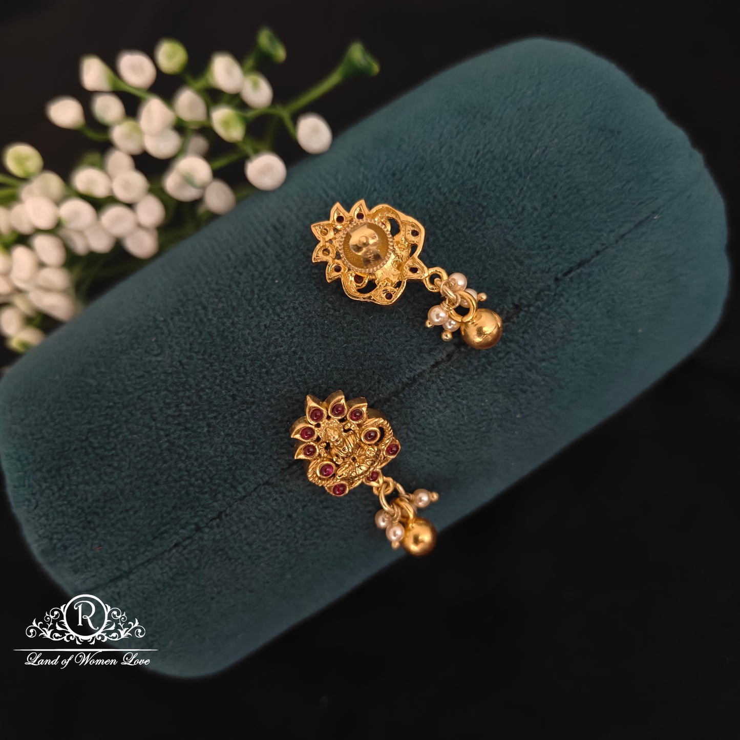 Silver Lakshmi Devi Design earrings -RCDS 0475