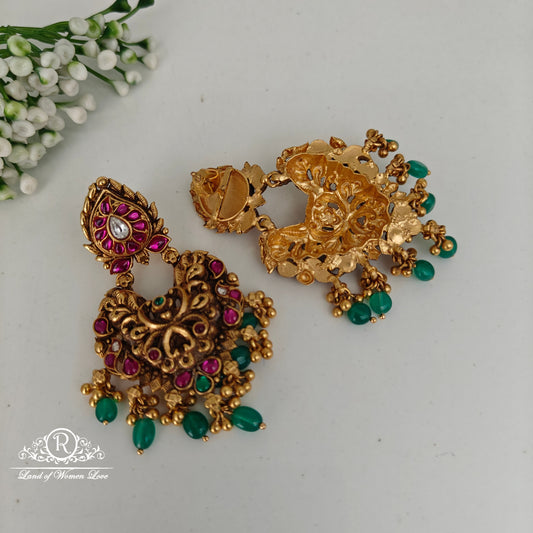 92.5 silver simple and Cute earrings with kundan stones and hangings-RCHK0147
