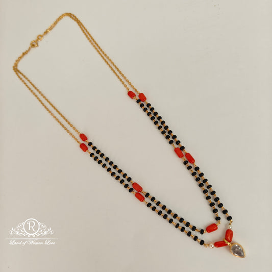 drop 92.5 silver coral 2 lines black beads-rcah13 coral 92.5 silver ramala jewelry / ramala collections