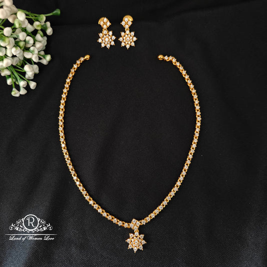 earrings 92.5 silver simple and cute necklace with earrings - rcjr1003 92.5 silver ramala jewelry / ramala collections