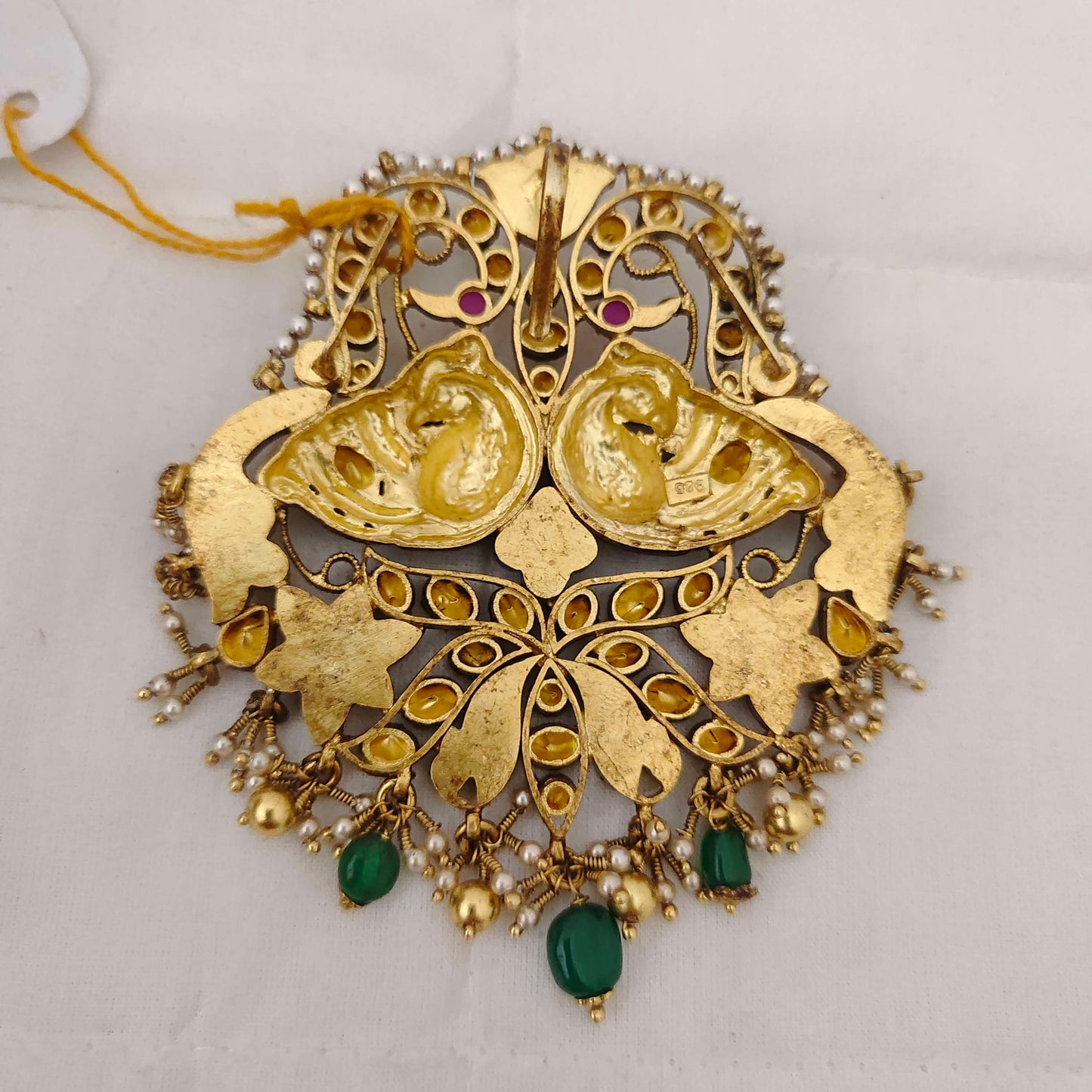 Silver CZ-gold polish locket design -RCM567