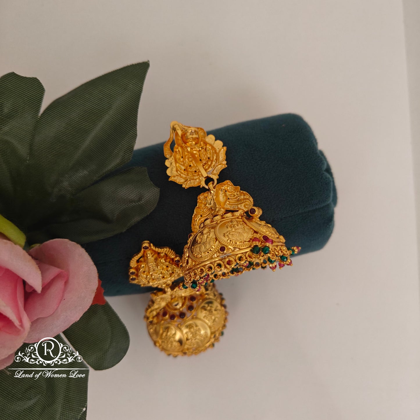 92.5 Silver Lakshmi Devi Design jhumkas-RCH838