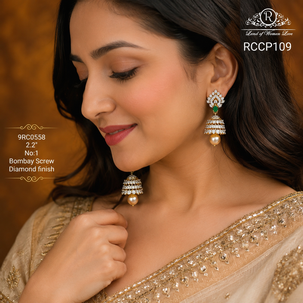 92.5 SILVER Diamond Finishing Earrings-RCCP109-1