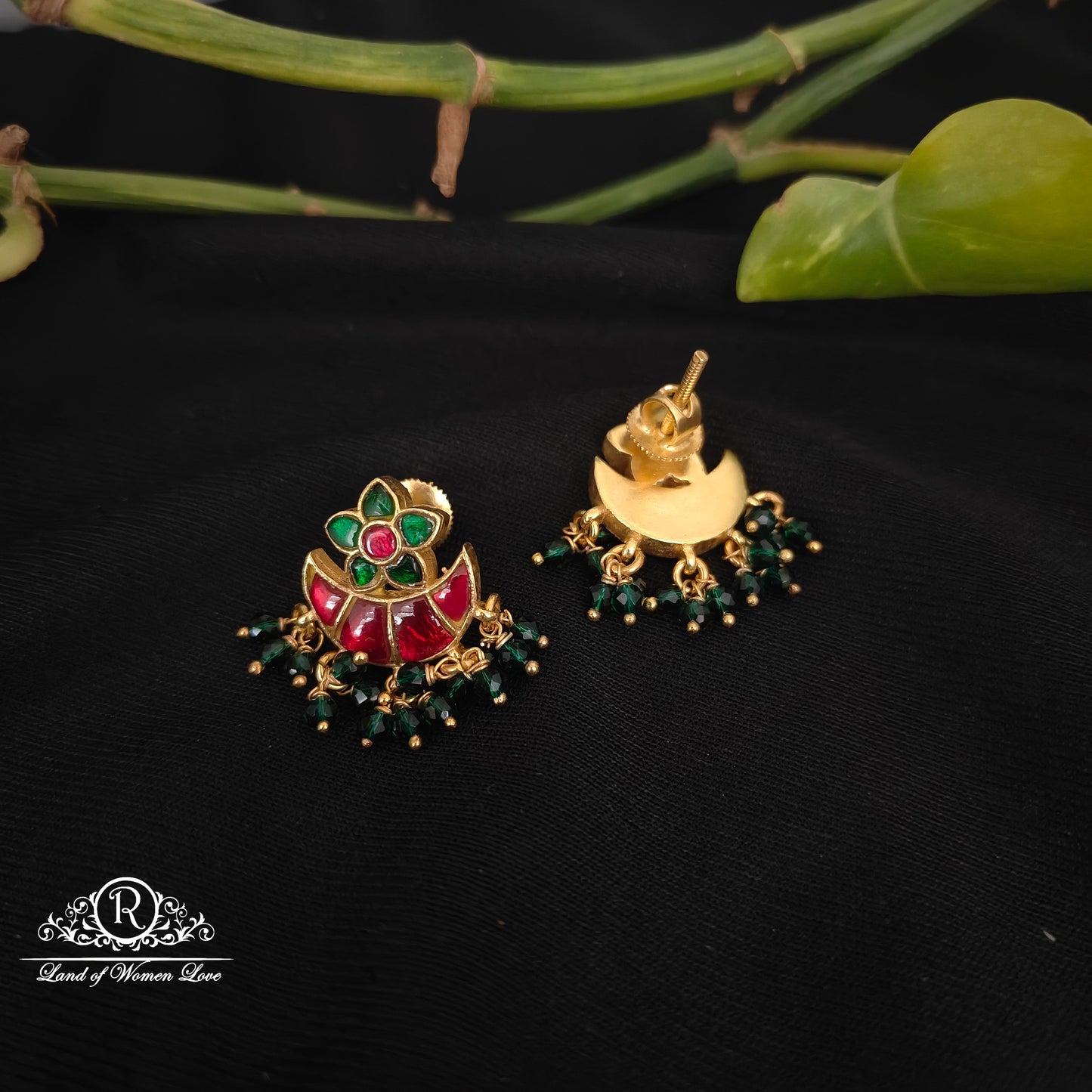 92.5 silver kundhan earrings-SA216