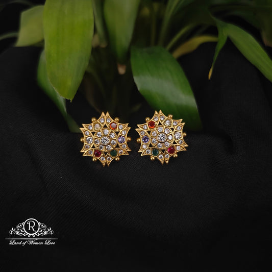 Silver Navaratna earrings -RCDS0612