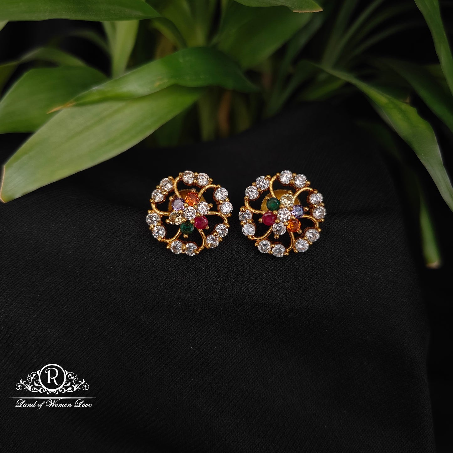 Silver Navaratna Earrings -RCDS0614