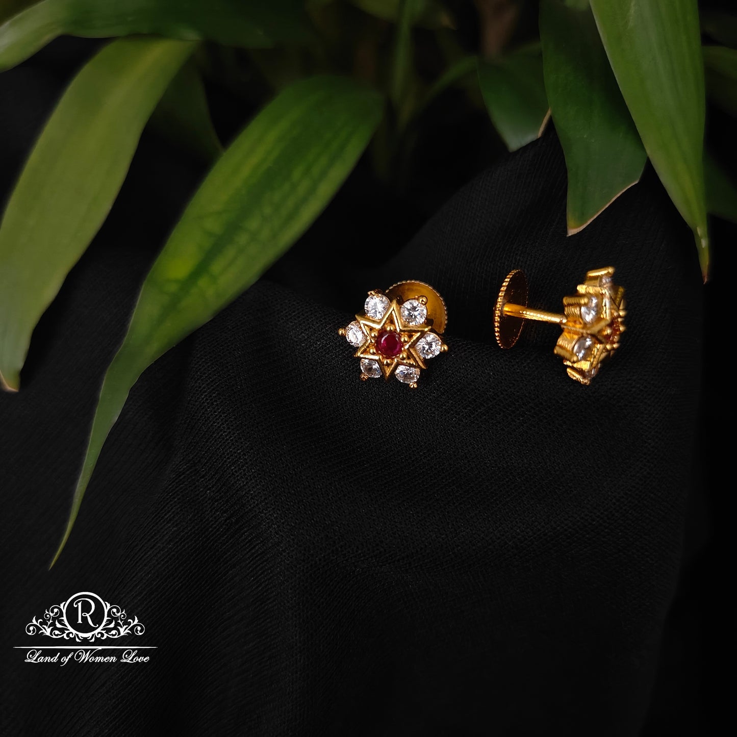 92.5 silver white stone earrings -RCDS0619