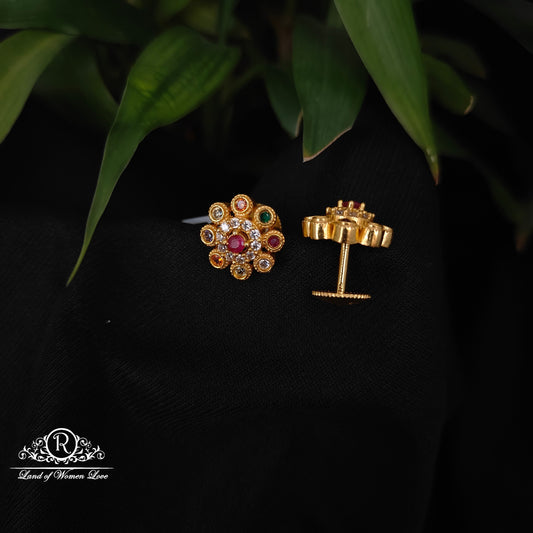 92.5 silver Navaratna stone earrings -RCDS0622