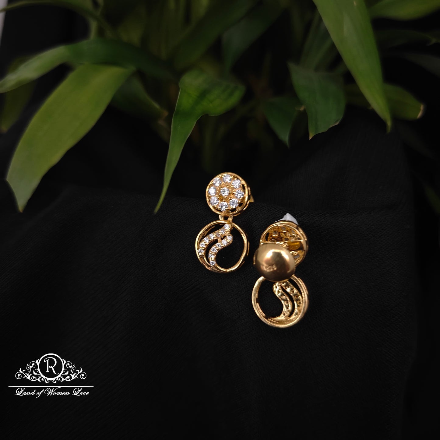 92.5 silver white stone earrings -RCDS0626