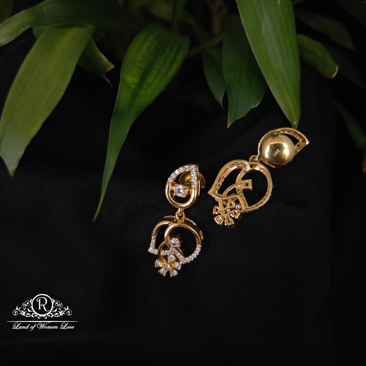 92.5 silver white stone earrings -RCDS0628