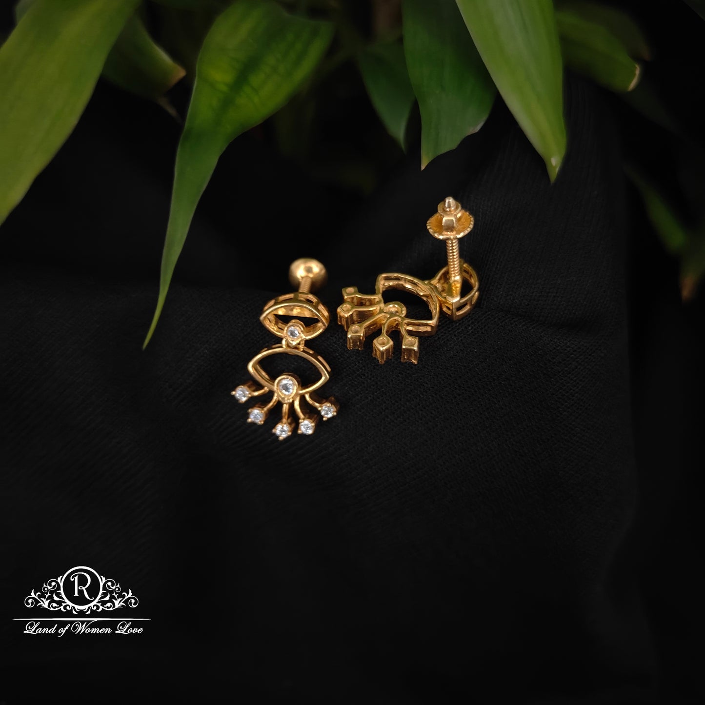 92.5 silver white stone earrings -RCDS0629