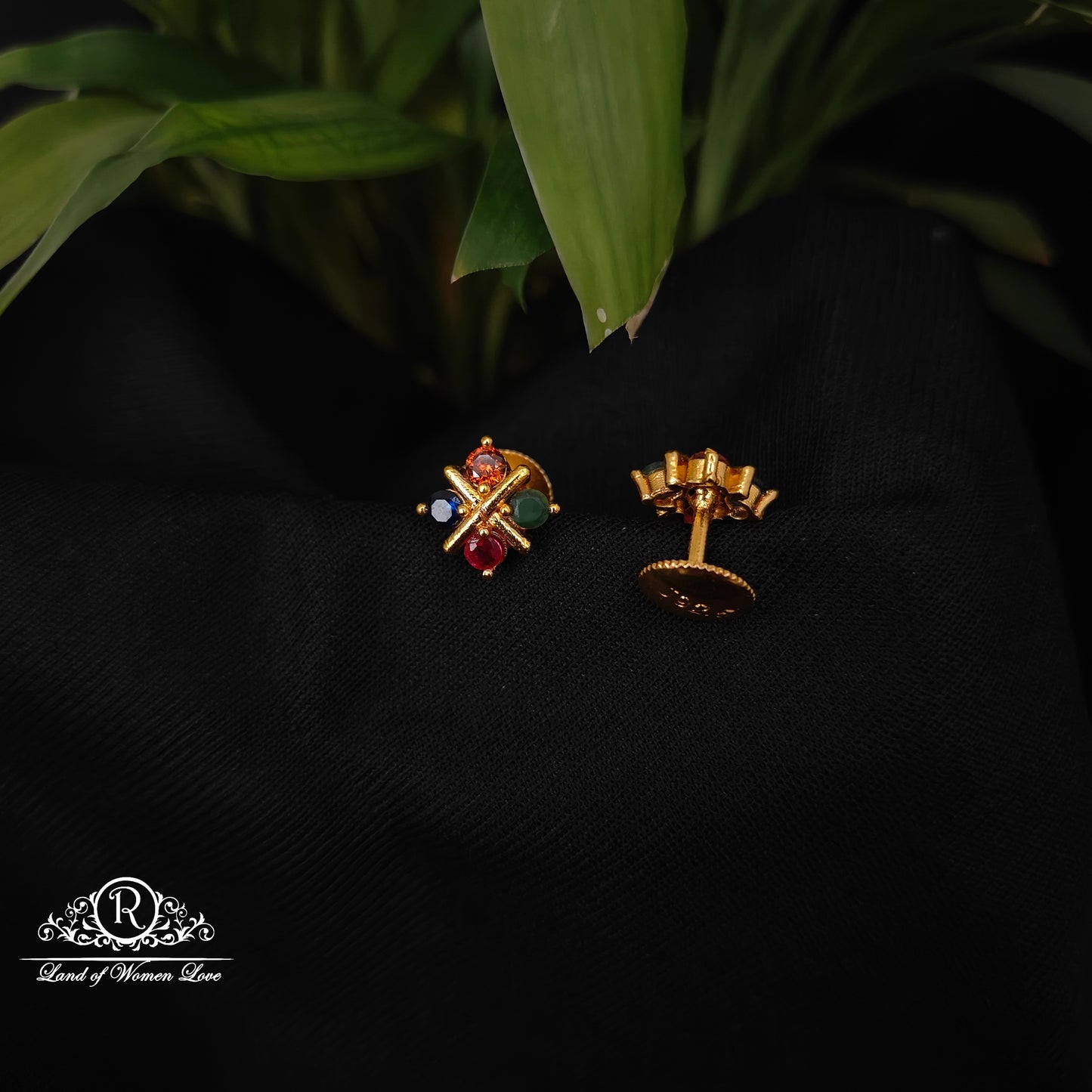 92.5 silver multi colour stone earrings -RCDS0638