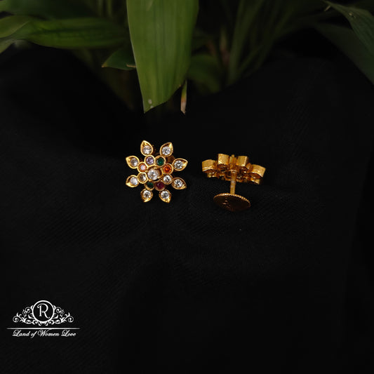 92.5 silver Navaratna stone earrings -RCDS0641