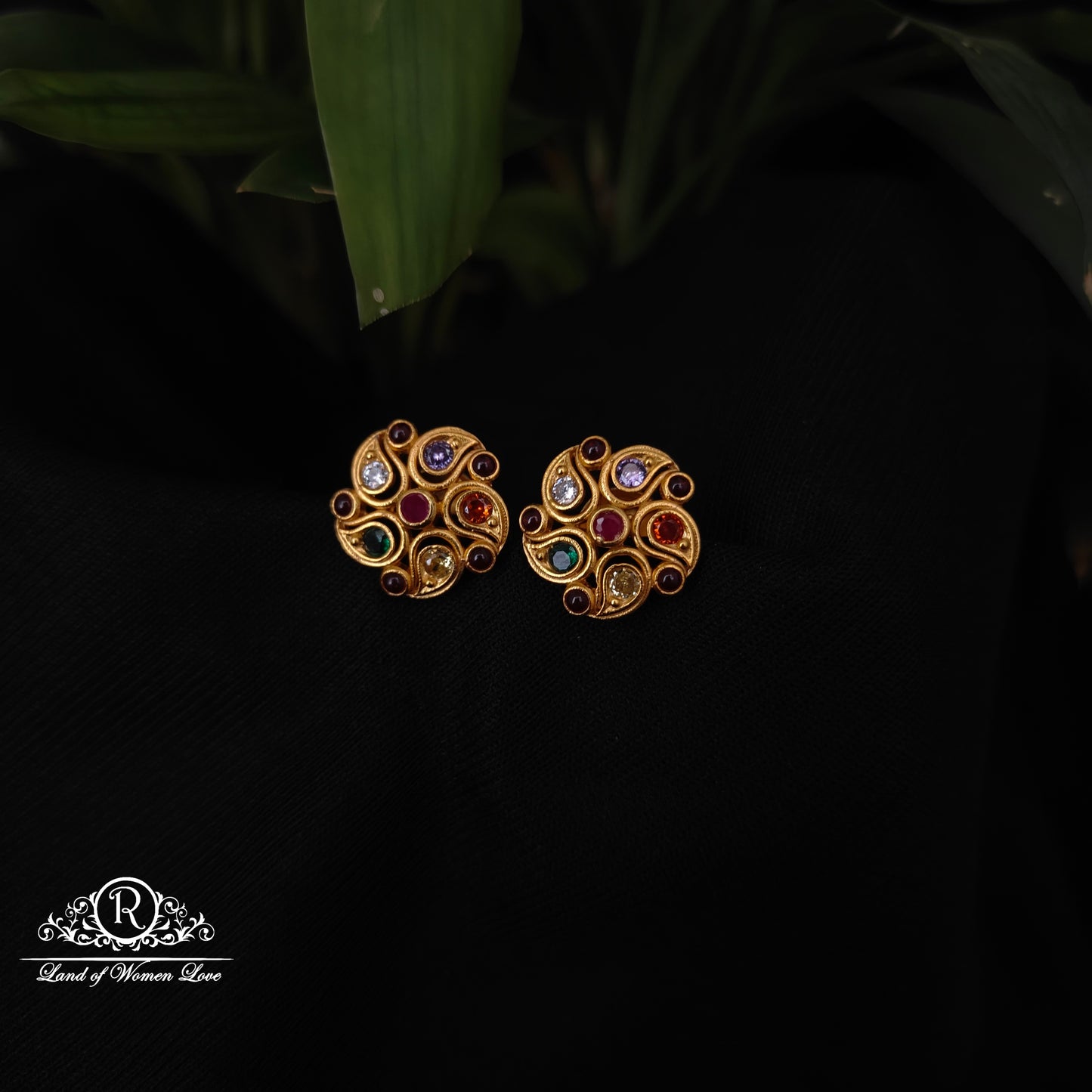 Silver Navaratna Earrings-RCDS0643
