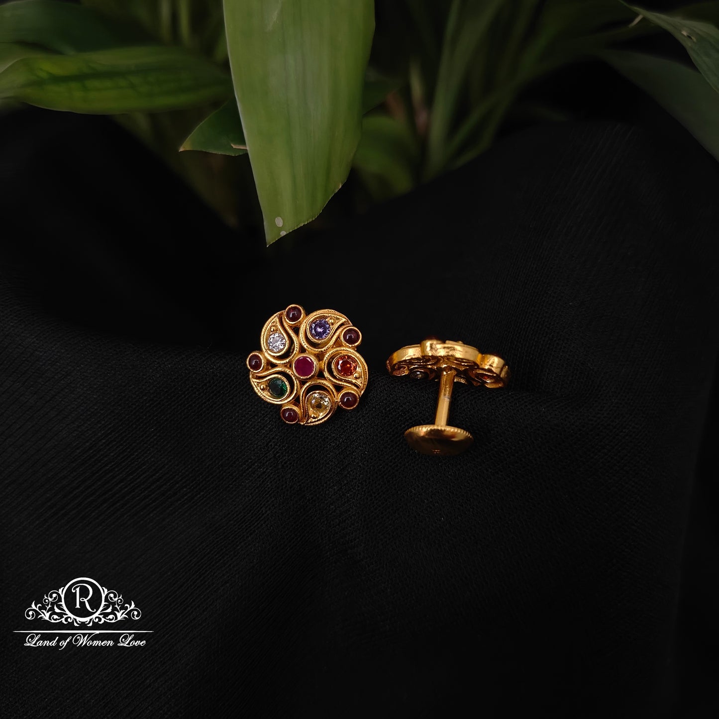 Silver Navaratna Earrings-RCDS0643