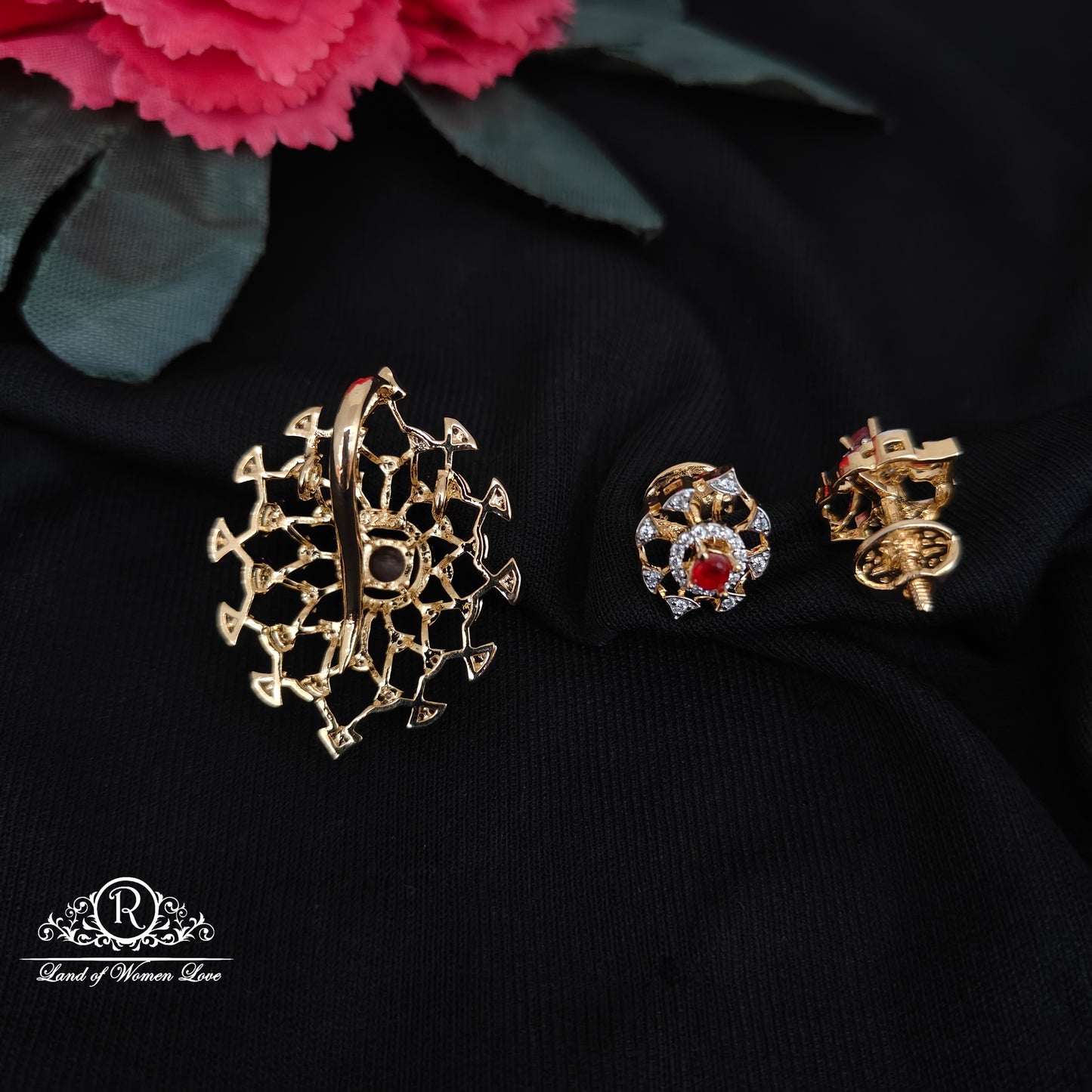 92.5 silver pendent with earrings set - RCDS0650