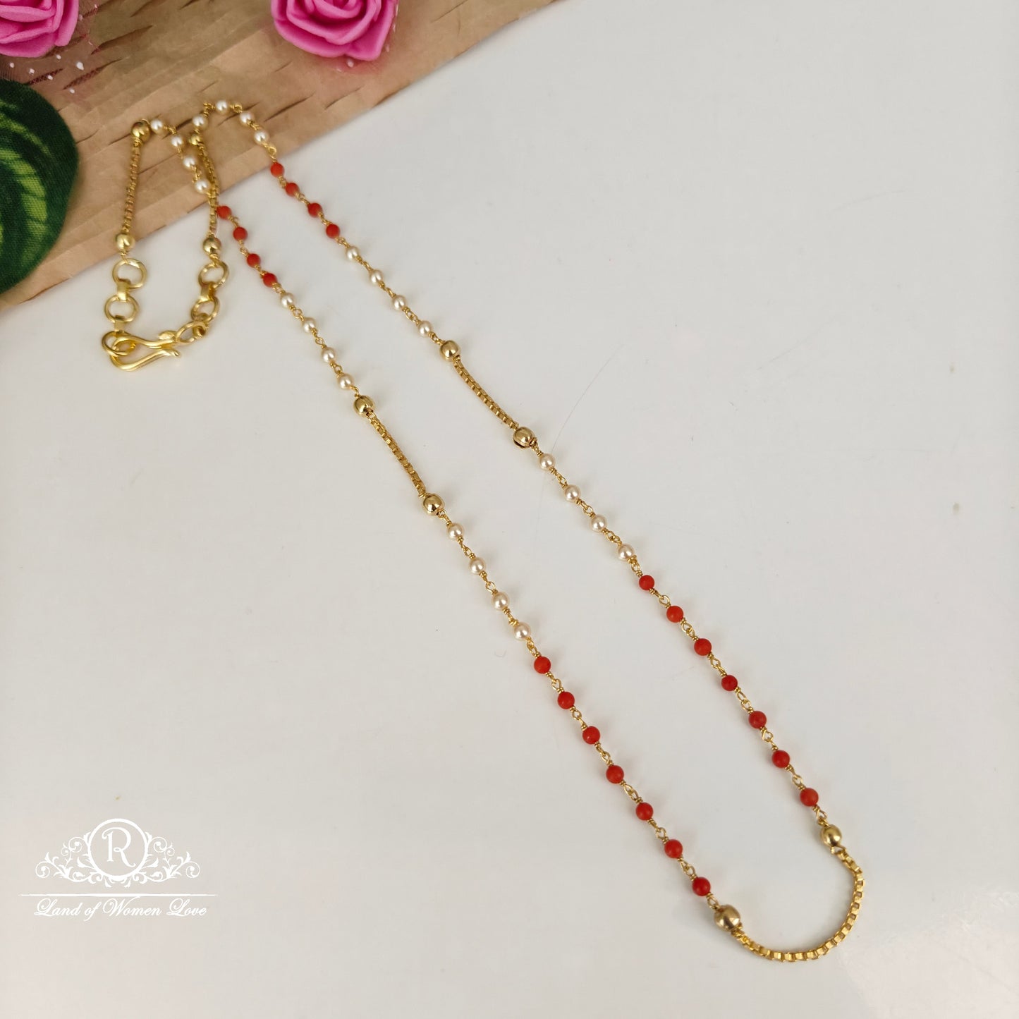 92.5-SILVER CORAL BEADS CHAIN-RCNJ044