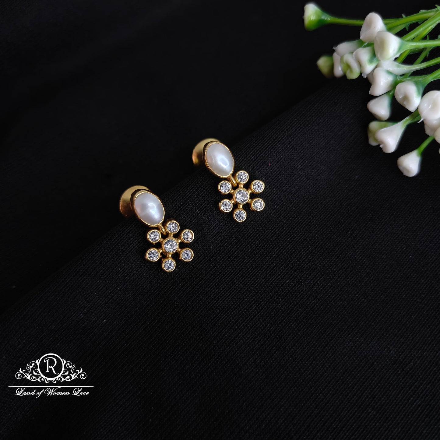 stud silver earrings-rcl31 pearl 92.5 silver ramala jewelry / ramala collections