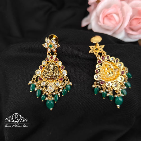 92.5 SILVER EARRINGS LAXMI DEVI DESIGN -RCMB011-1