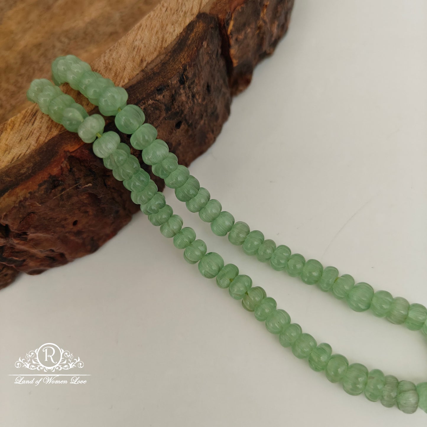 MONALISA PUMPKIN GREEN BEADS-RCJM109