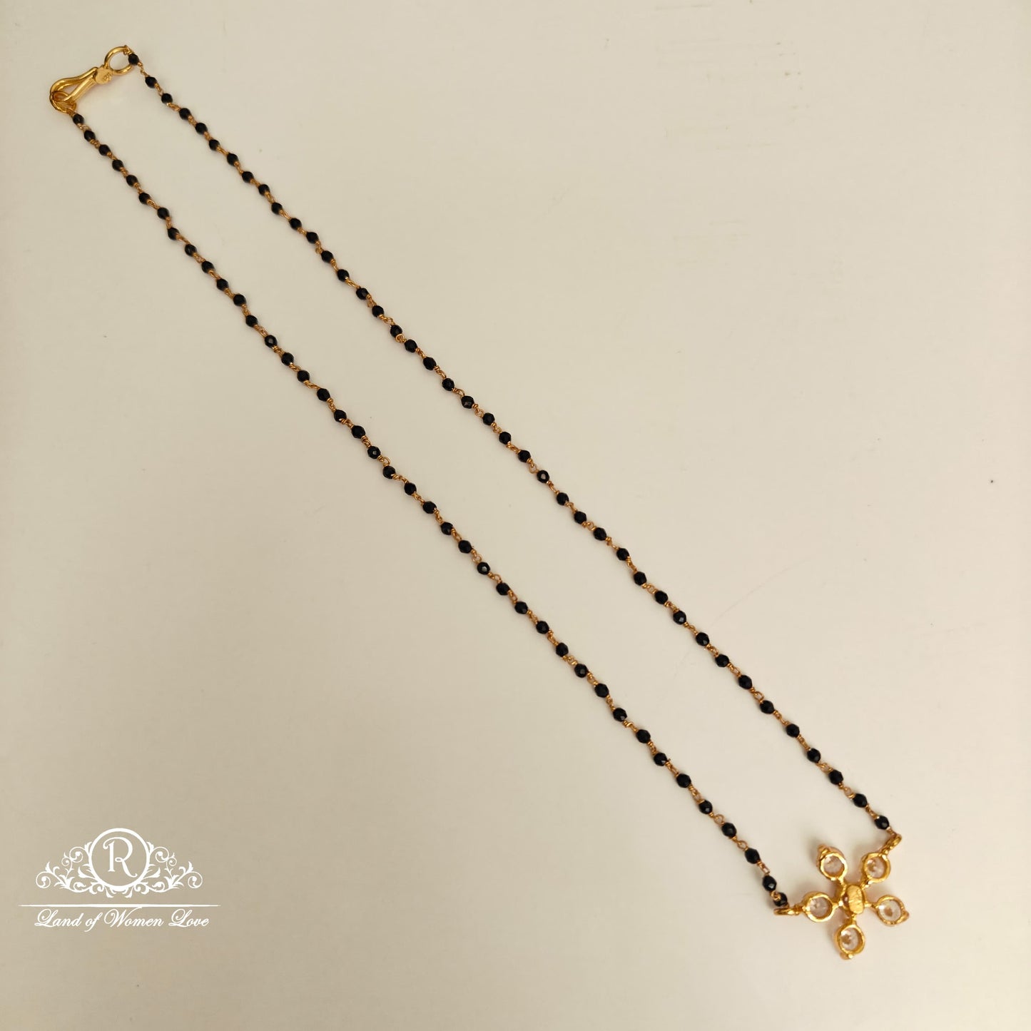 92.5 SILVER BLACK BEADS CHAIN-RCH1117