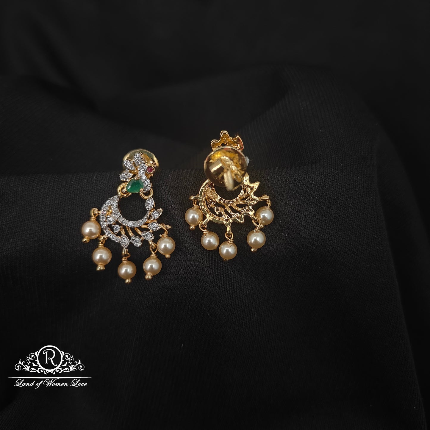 92.5 SILVER DIAMOND FINISHING CHANDBALI EARRINGS-RCZP023