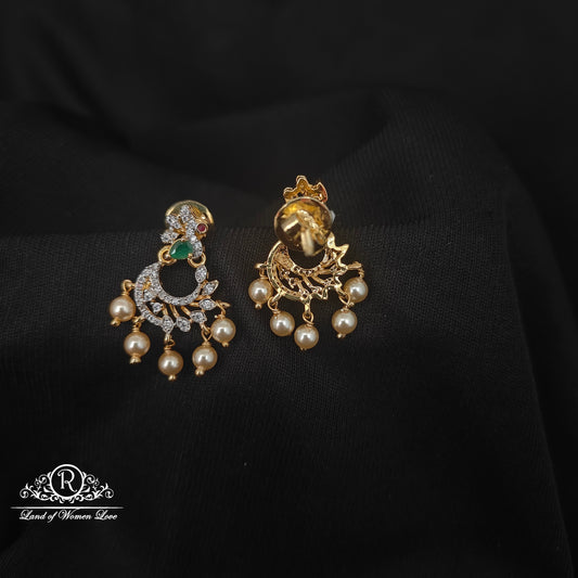 92.5 SILVER DIAMOND FINISHING CHANDBALI EARRINGS-RCZP023