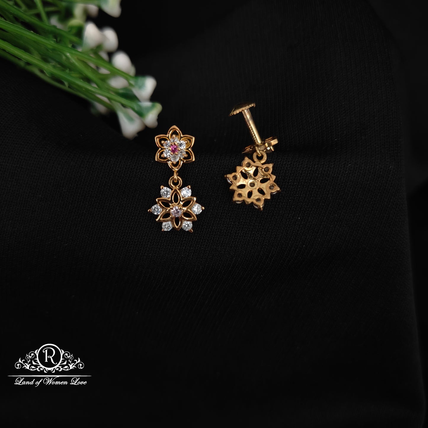 92.5 SILVER STONE EARRINGS-RCHD087