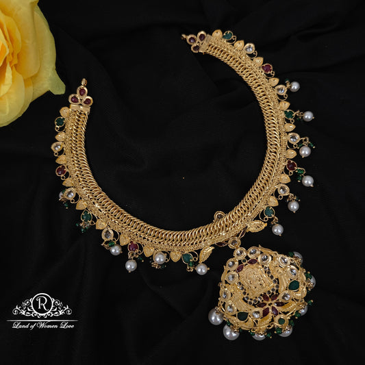 92.5 SILVER LAKSHMI DEVI JALEBI NECKLACE-RCMB007