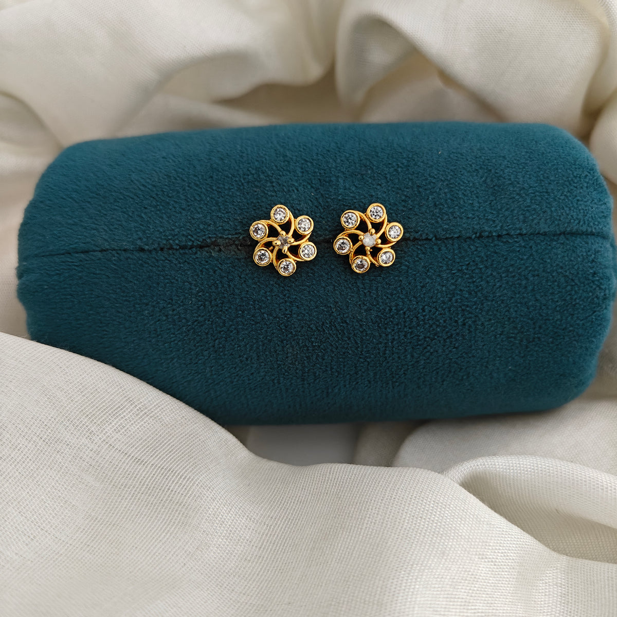 92.5 Silver With Gold Polish Earrings-RCV394