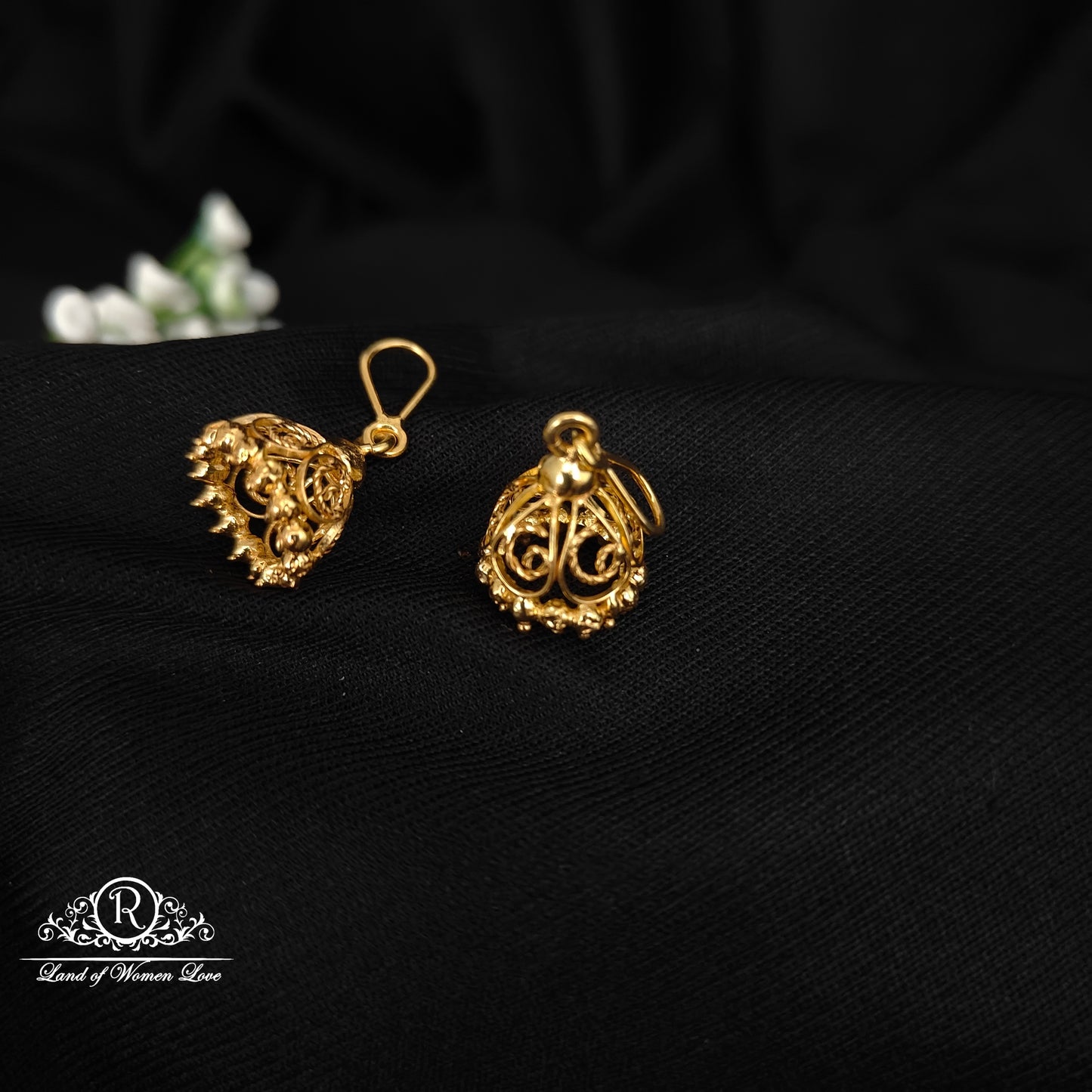 92.5 SILVER GOLD POLISH EARRINGS-RCH1085