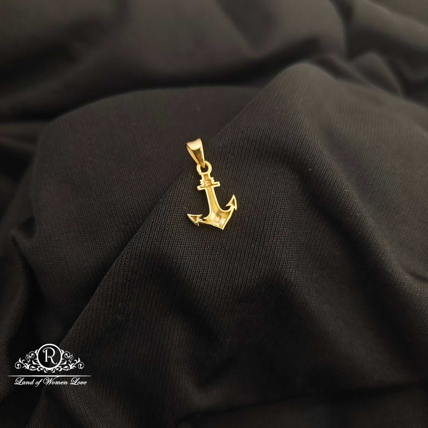 92.5 Silver Anchor design with gold polish locket-RCR275
