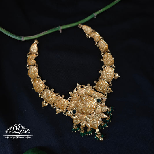 92.5 silver simple and Cute Peacock design nakshi necklace -RCJR1020