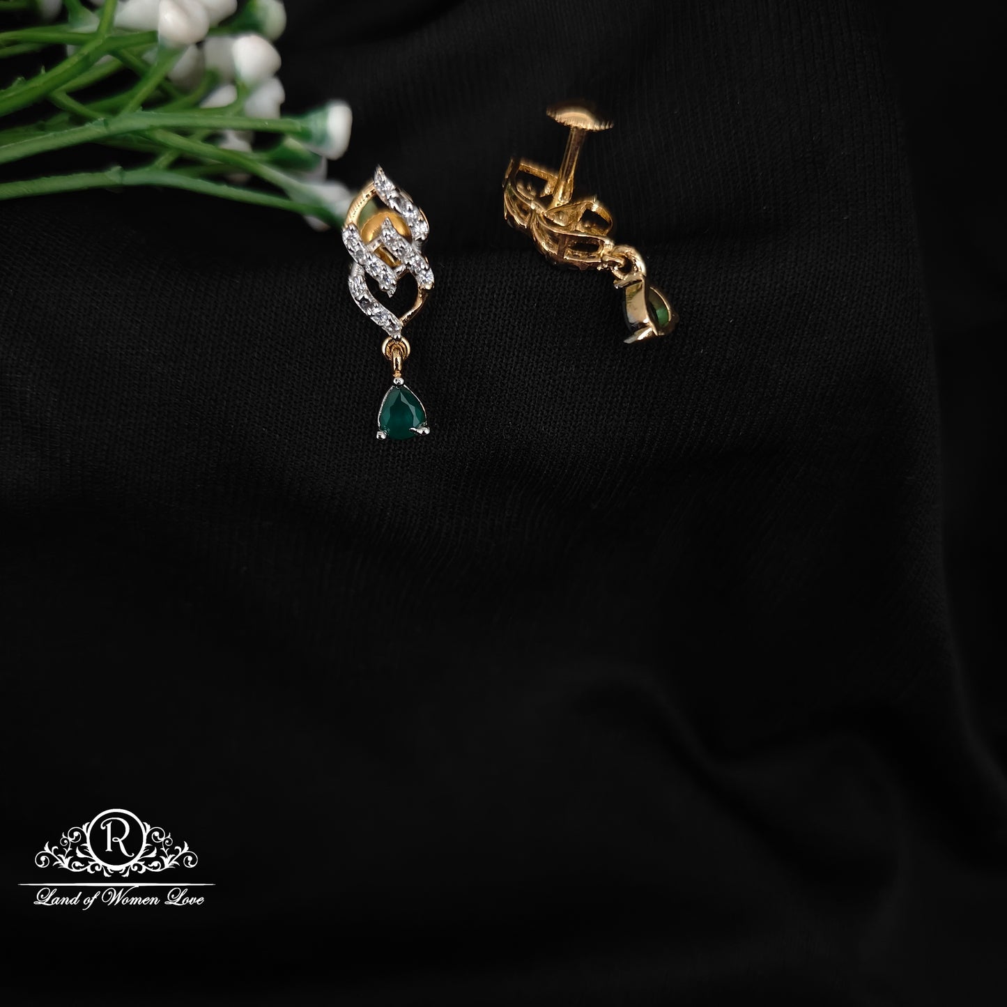 92.5 SILVER STONE EARRINGS-RCHD062