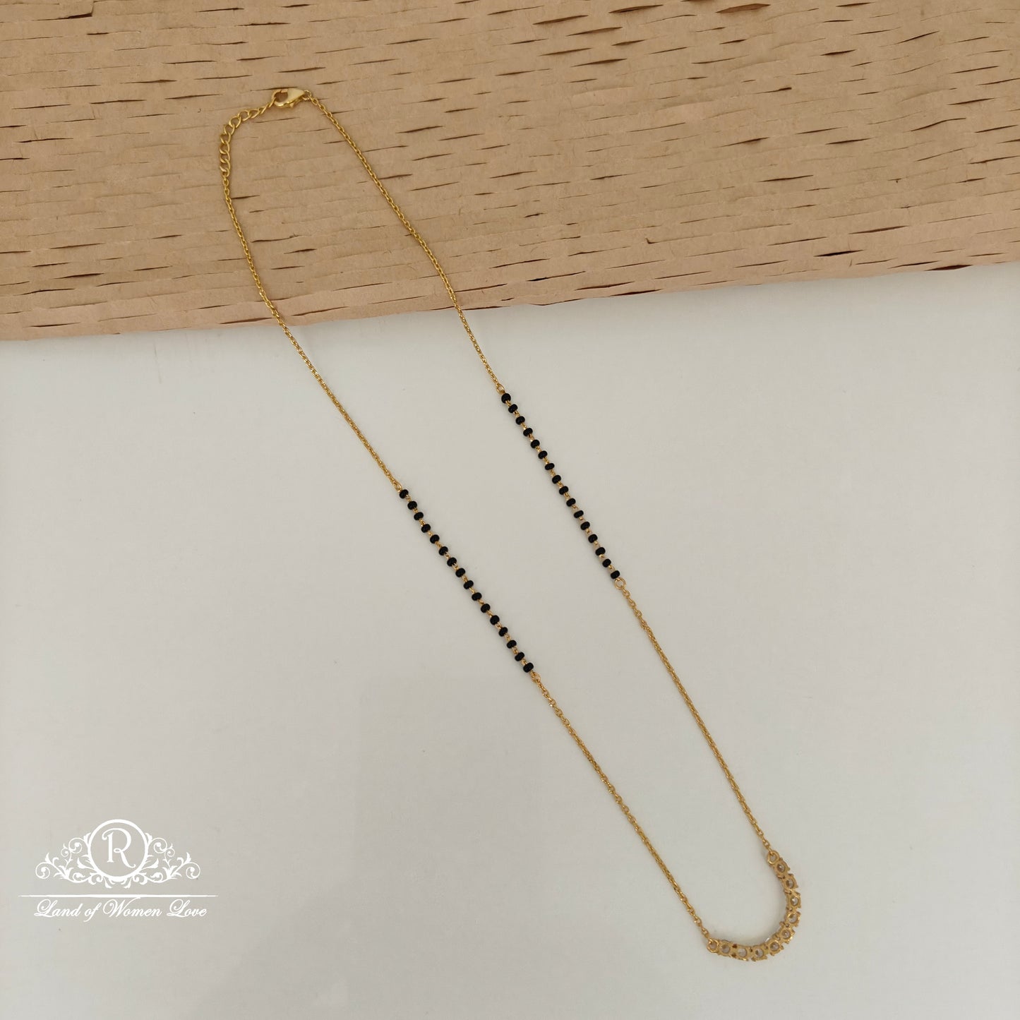 92.5 SILVER LIGHT WEIGHTBLACK BEADS WITH PENDANT-RCVC003