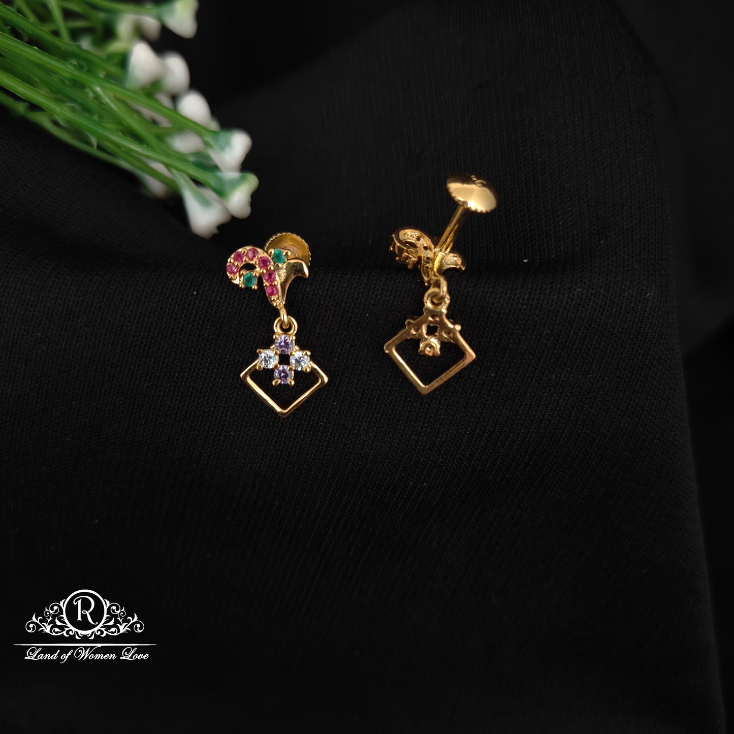 92.5 SILVER STONE EARRINGS-RCHD091
