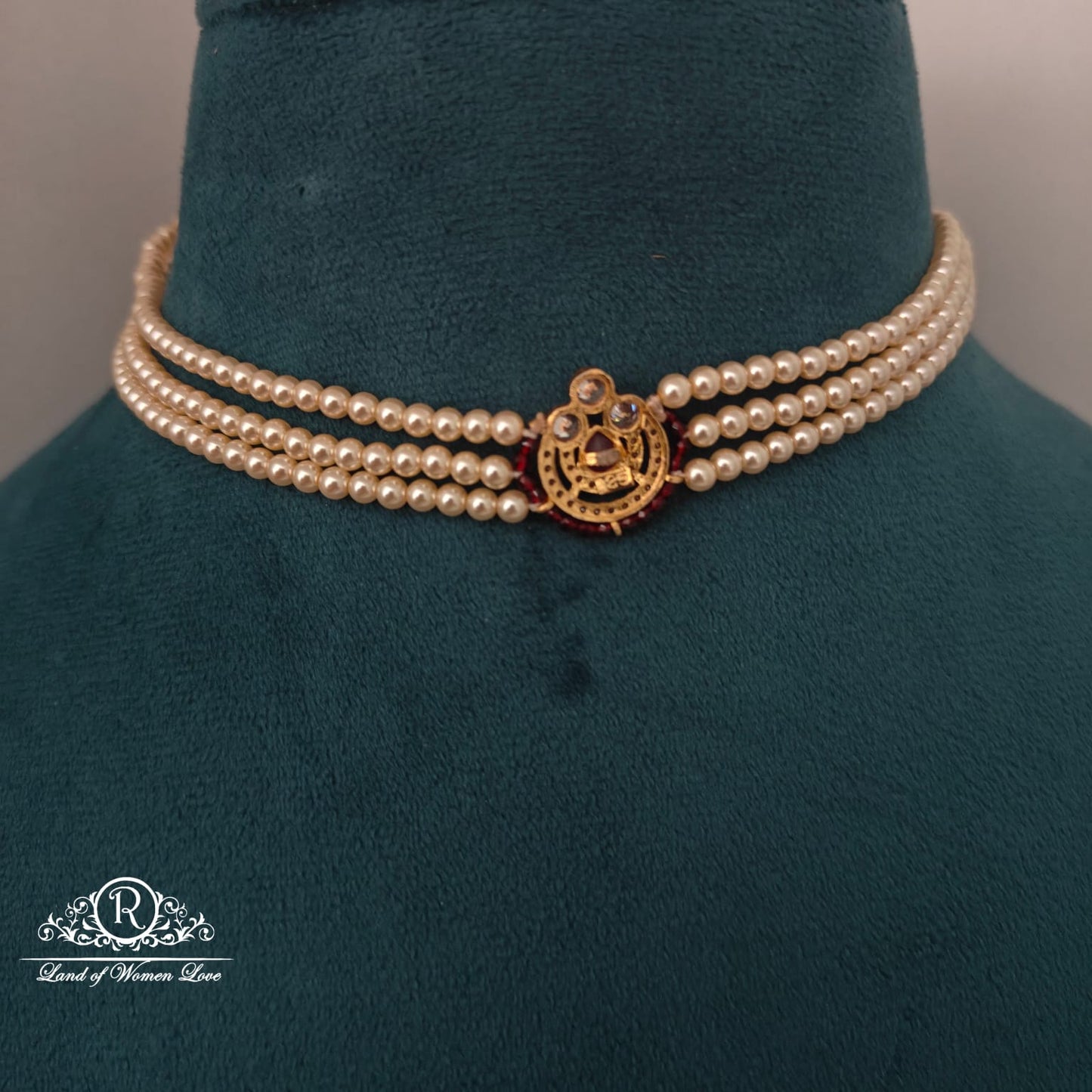 92.5 Silver pearl chocker -RCH1062