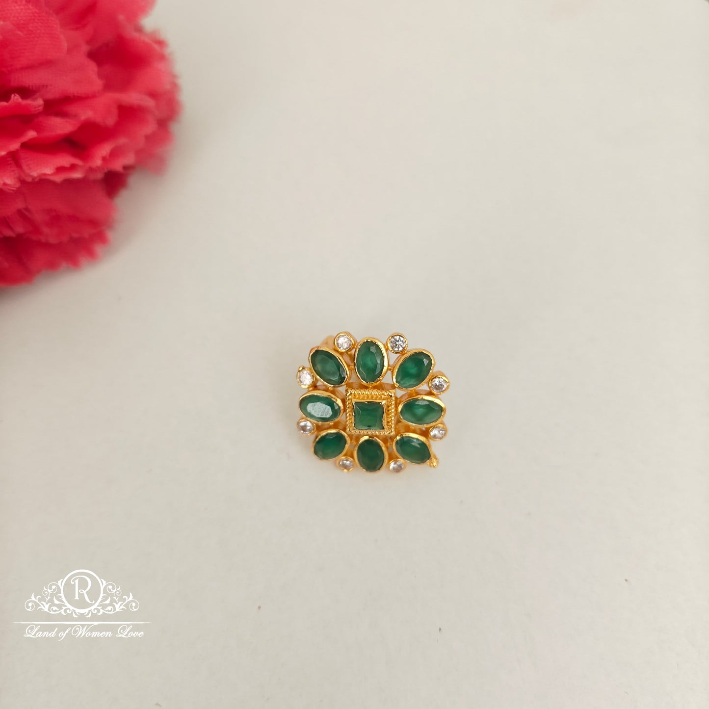 92.5-SILVER GREEN STONE PENDANT-RCM420