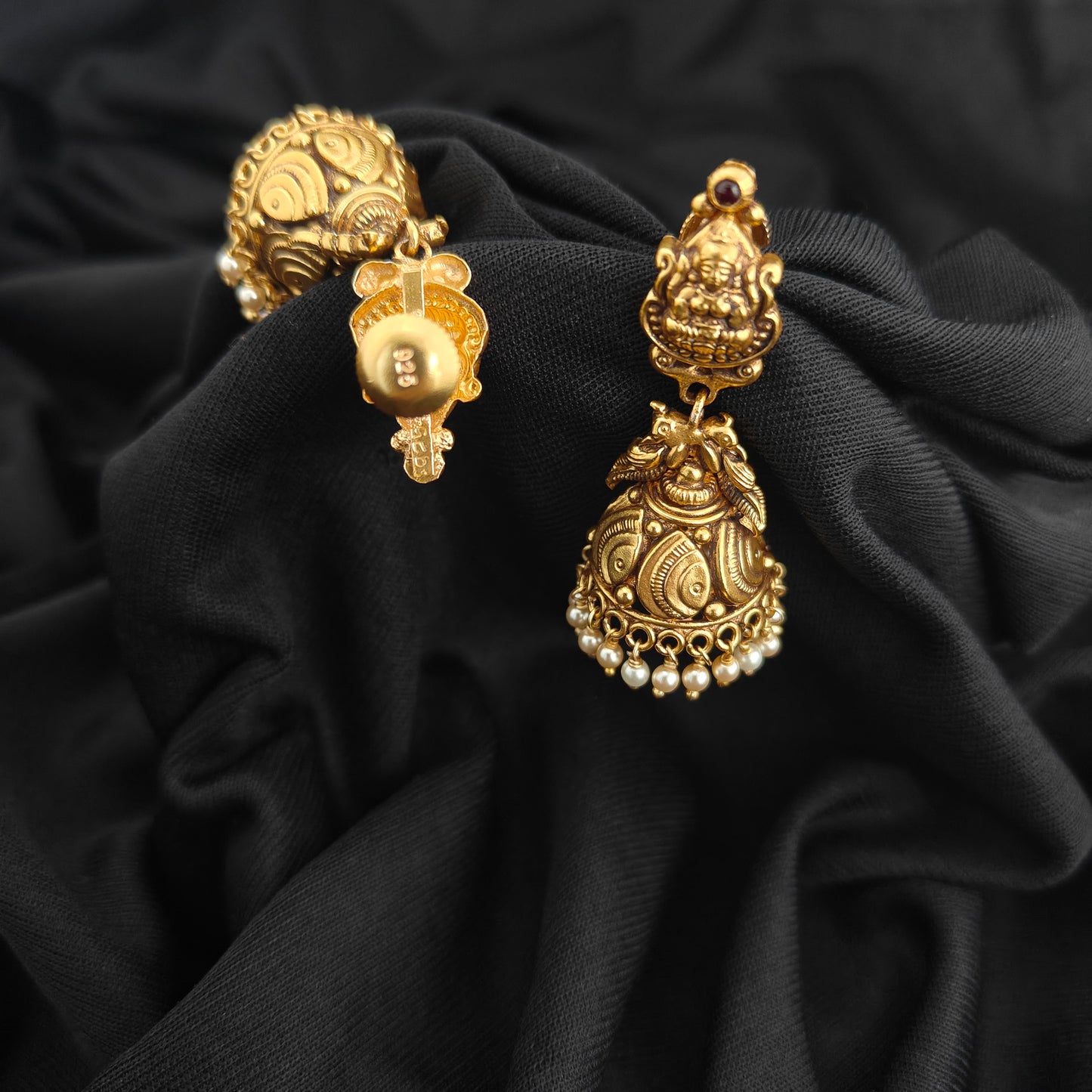 92.5 Silver lakshmi devi design Jumkas-RCM1646