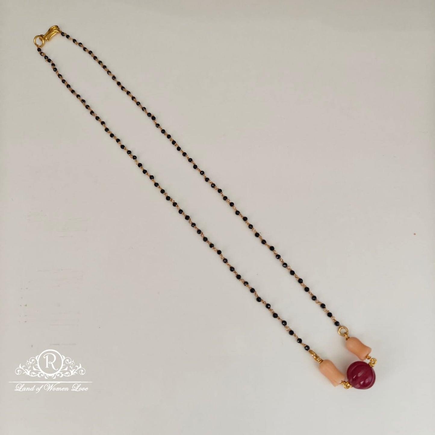 92.5 silver black beads with tulip and ruby beads-RCH1042