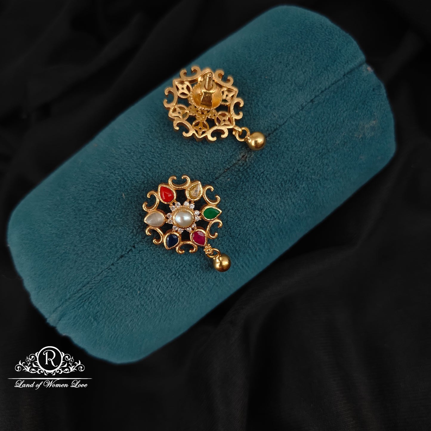 92.5 silver navaratna earrings-RCL91