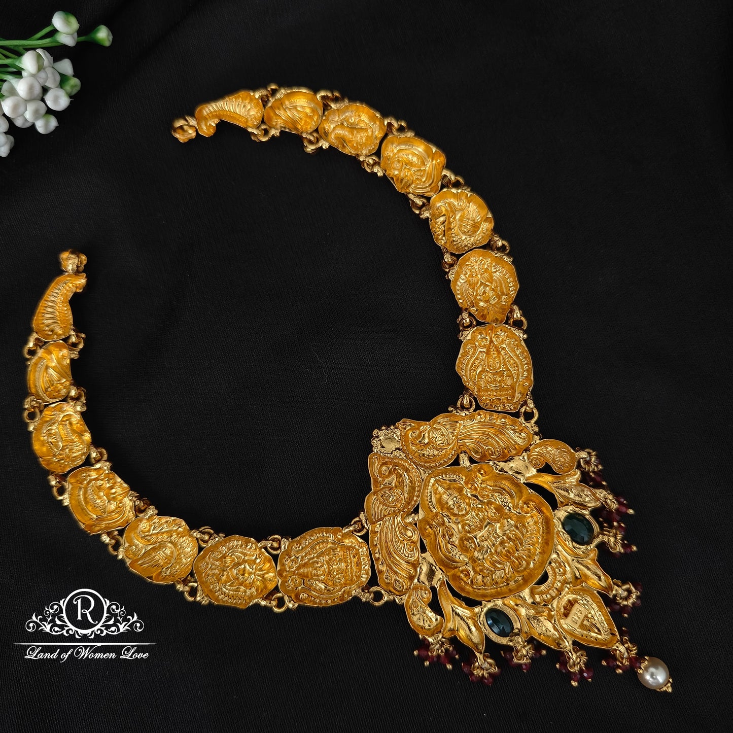 92.5 silver simple and Cute nakshi necklace with Lakshmi Devi Design -RCJR1007