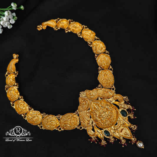 92.5 silver simple and Cute nakshi necklace with Lakshmi Devi Design -RCJR1007