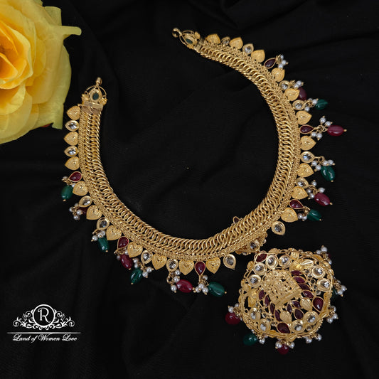 92.5 SILVER LAKSHMI DEVI JALEBI NECKLACE-RCMB008