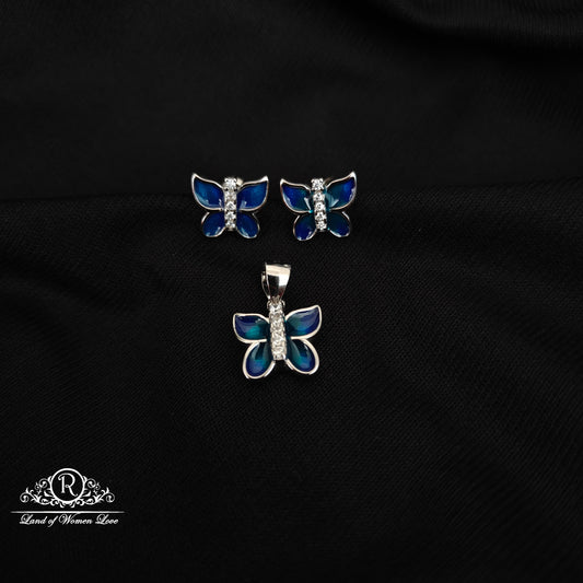 92.5 SILVER BUTTERFLY EARRINGSWITH PENDANT-RCG308