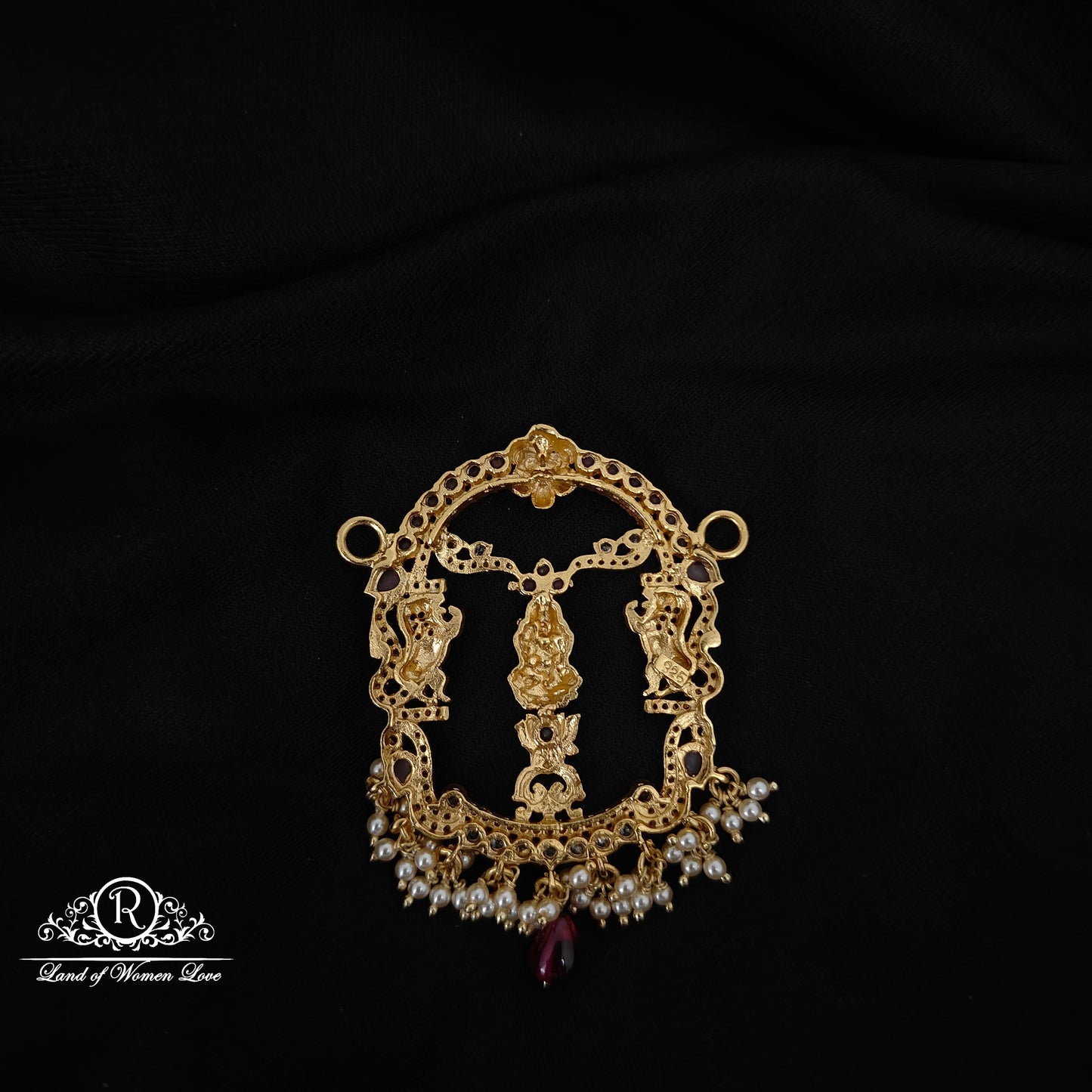 92.5 SILVER LAKSHMI DEVI RUBY STONE MALA LOCKET -RCM1385-1