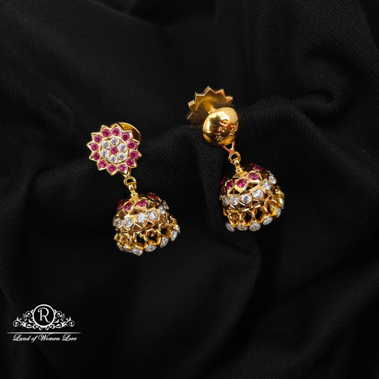 92.5 silver Kempu ( Ruby) stone earrings - RCK295
