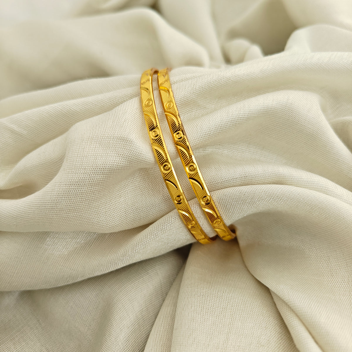 92.5 Silver With Gold Polish Bangles-RCHD0135-1