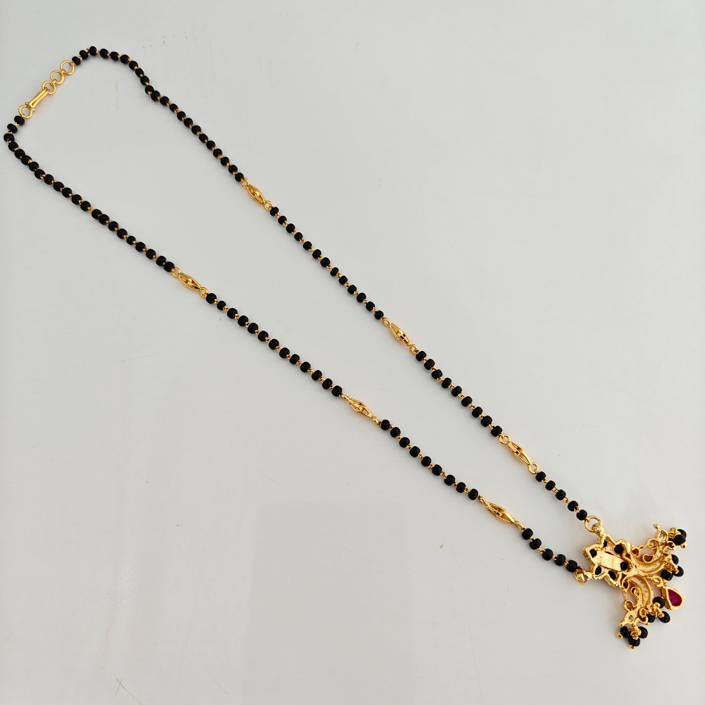 92.5 Silver With Gold Polish Black Beads Chain-RCBH082