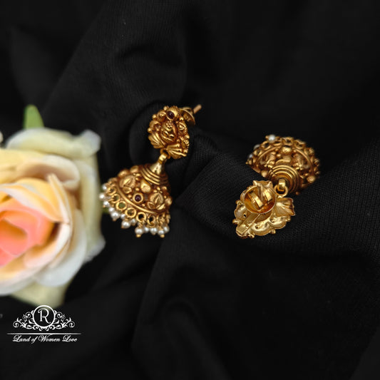 92.5 silver earrings with leaf design nakshi finishing with pearls hangings-RCP230